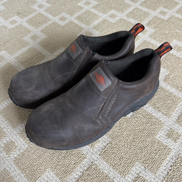 Merrell Work Leather Slip-On Shoes Non-Slip Outdoor Fall Utility Brown Men’s 8.5 - Picture 14 of 15